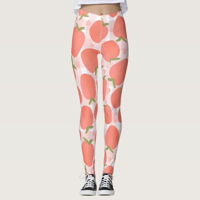Sweet Summer Peach Muster groß Leggings (Vorderseite)