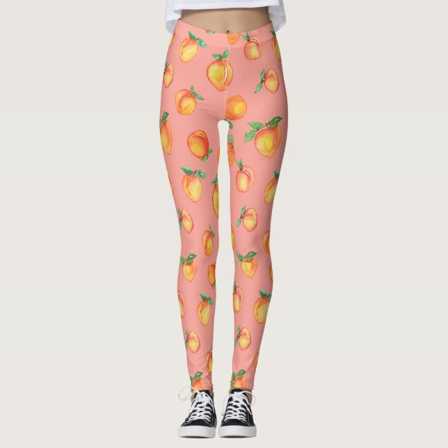 Sweet Summer Peach Muster groß Leggings (Vorderseite)
