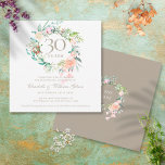 Sweet Summer Rose Garland 30 Jahre Jubiläum Einladung<br><div class="desc">Mit einer zarten Aquarellgarage mit blühenden Rose im Grünen,  kann diese schicke botanische 30. Hochzeitssemester mit Ihren speziellen Perljubiläumsinformationen personalisiert werden. Auf der Rückseite befindet sich eine passende Blumengarage,  in der Sie Ihr Jubiläum in elegantem weißem Text auf Perlenhintergrund gestalten. Entwickelt von Thisisnotme©</div>