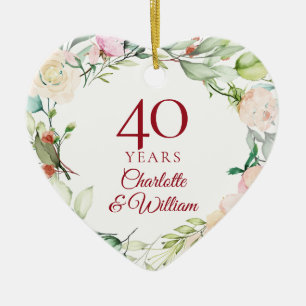Sweet Summer Rose Garland 40 Jahre Jubiläum Keramik Ornament