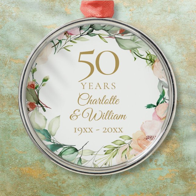 Sweet Summer Rose Garland 50 Jahre Jubiläum Ornament Aus Metall (Von Creator hochgeladen)