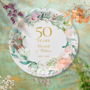 Sweet Summer Rose Garland 50 Jahre Jubiläum Pappteller