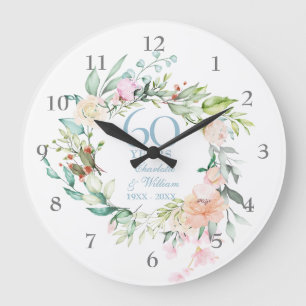 Sweet Summer Rose Garland 60 / 75 Jahre Jubiläum Große Wanduhr