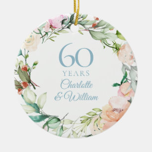 Sweet Summer Rose Garland 60 Jahre Jubiläum Keramik Ornament