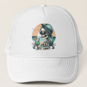 Sweet Summer Skeleton Retro Sunset Design Truckerkappe