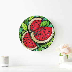 Sweet Summer Slice" - Wassermelonenwand Große Wanduhr