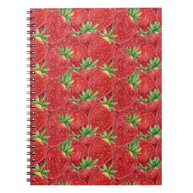 Sweet Summer Strawberry Fields - Red Watercolor Notizblock (Vorderseite)