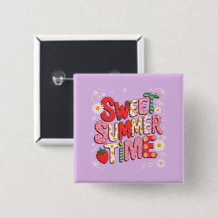 Sweet Summer Time Coquette Strawberry Retro Strand Button
