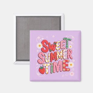 Sweet Summer Time Coquette Strawberry Retro Strand Magnet