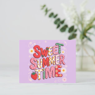 Sweet Summer Time Coquette Strawberry Retro Strand Postkarte