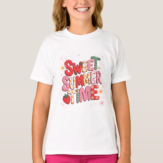 Sweet Summer Time Coquette Strawberry Retro Strand T-Shirt (Vorderseite)