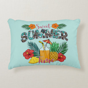 Sweet Summer Time   Tropische Früchte und Blumen Dekokissen