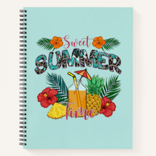 Sweet Summer Time Tropische Früchte und Blumen Notizbuch