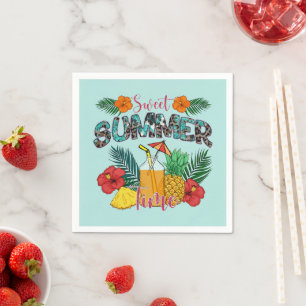 Sweet Summer Time Tropische Früchte und Blumen Serviette