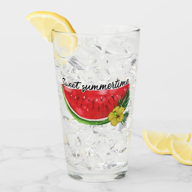 Sweet Summer Time | Wasserfarbene Wassermelone Glas (Vorderseite Ice)
