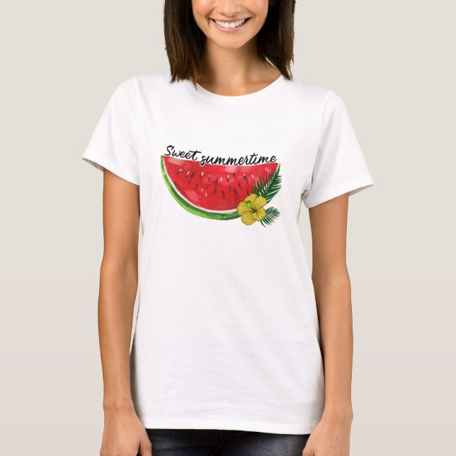 Sweet Summer Time | Wasserfarbene Wassermelone T-Shirt (Vorderseite)