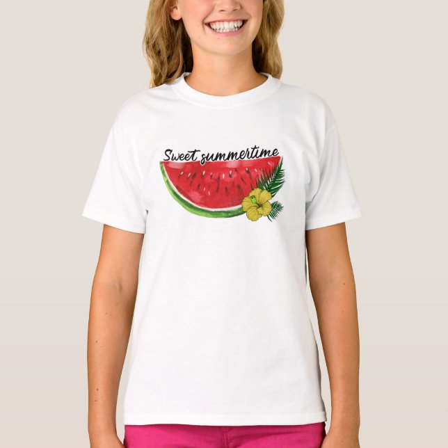 Sweet Summer Time | Wasserfarbene Wassermelone T-Shirt (Vorderseite)
