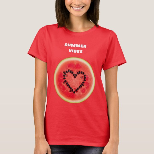 Sweet Summer Vibes - Wassermelone Herz T-Shirt (Vorderseite)