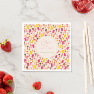 Sweet Summer Watercolor Ice Creme Serviette