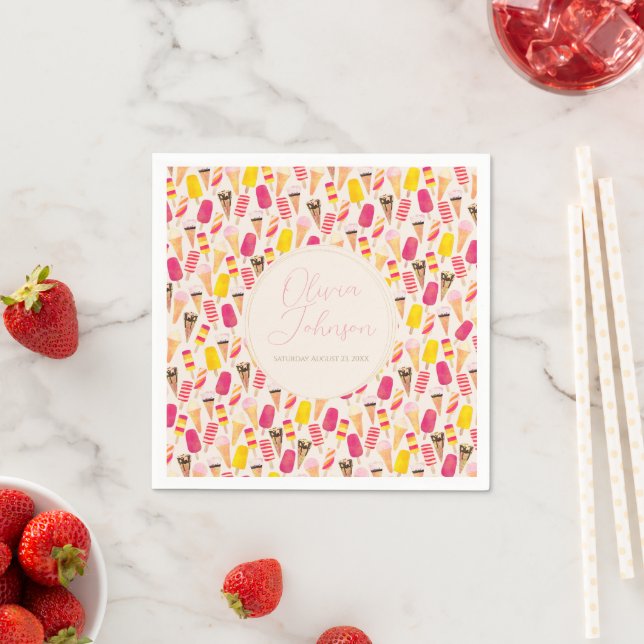 Sweet Summer Watercolor Ice Creme Serviette (Beispiel)
