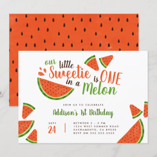 Sweet Summer Watermelon One in Melon Geburtstag Einladung