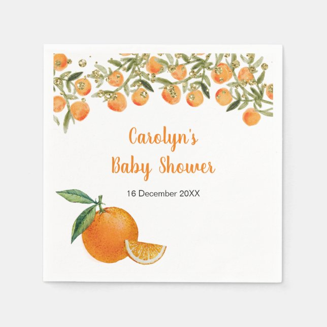 Sweet Süsse Orange Baby Dusche Napkin Serviette (Vorderseite)