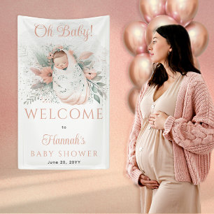 Sweet Swaddled Oh Baby Floral Girl Baby Dusche Banner