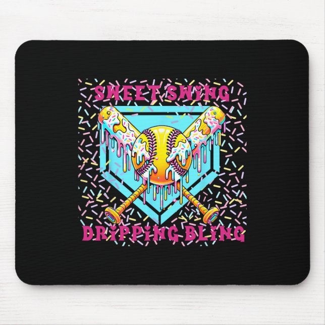 Sweet Swing Softball Zuhause Plättchen mit Eis Cre Mousepad (Vorne)
