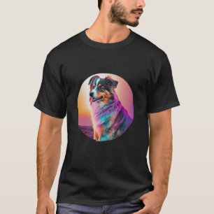 Sweet Synthwave Australian Shepherd mit 80er Drehu T-Shirt