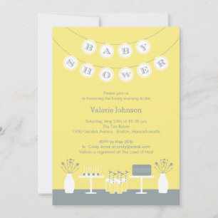Sweet Table Baby Shower Einladung - Gelb
