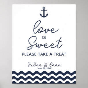 Sweet Table nautical weding sign blau Poster