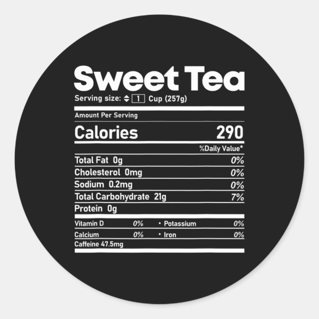 Sweet Tea Nutrition Facts Fun Erntedank Christm Runder Aufkleber (Vorderseite)
