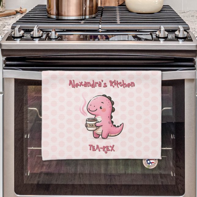 Sweet Tea-Rex Personalisiert Dinosaurier Animal Pu Geschirrtuch (Sweet Tea-Rex Personalized Dinosaur Animal Pun Kitchen Towel)