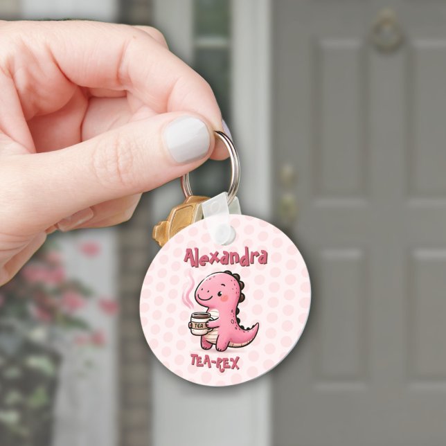 Sweet Tea-Rex Personalisiert Dinosaurier Animal Pu Schlüsselanhänger (Sweet Tea-Rex Personalized Dinosaur Animal Pun Keychain)