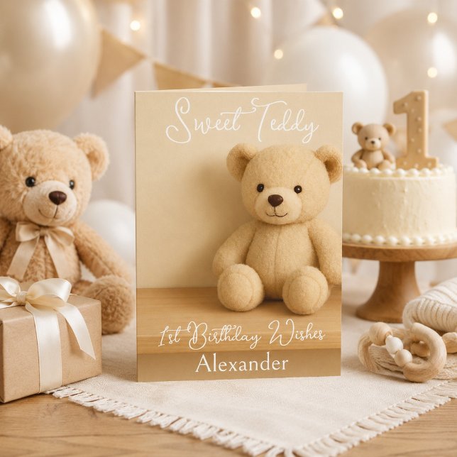 Sweet Teddy 1. Geburtstag wünscht Karte (Von Creator hochgeladen)