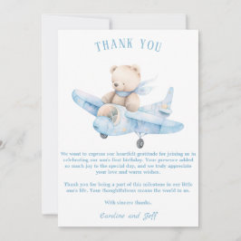 Sweet Teddy Bär im Flugzeug Dankeskarte