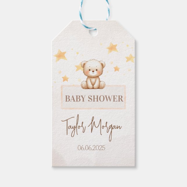 Sweet Teddy Bear Baby Shower Geschenkanhänger (Vorderseite)