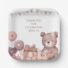 Sweet Teddy Bear Baby Shower Party Plate Pappteller