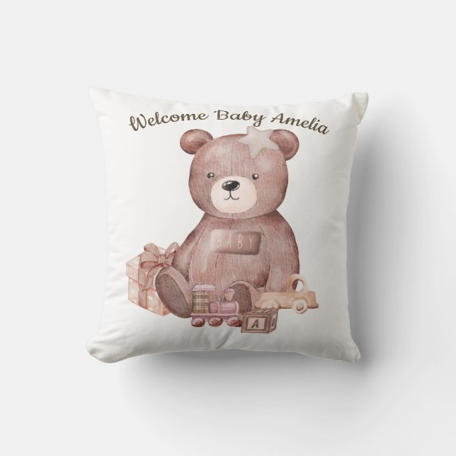 Sweet Teddy Bear Baby Shower Pillow Kissen (Vorderseite)