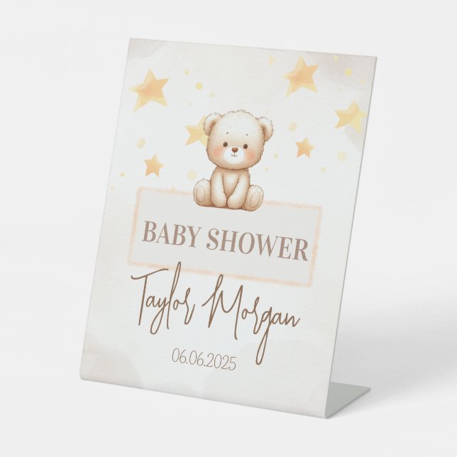 Sweet Teddy Bear Baby Shower Sockelschild (Vorderseite)
