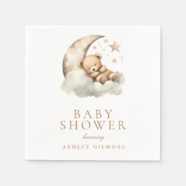 Sweet Teddy Bear Beige Neutral Baby Dusche Serviette