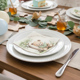 Sweet Teddy Bear Book Lover Baby Shower Party Serviette