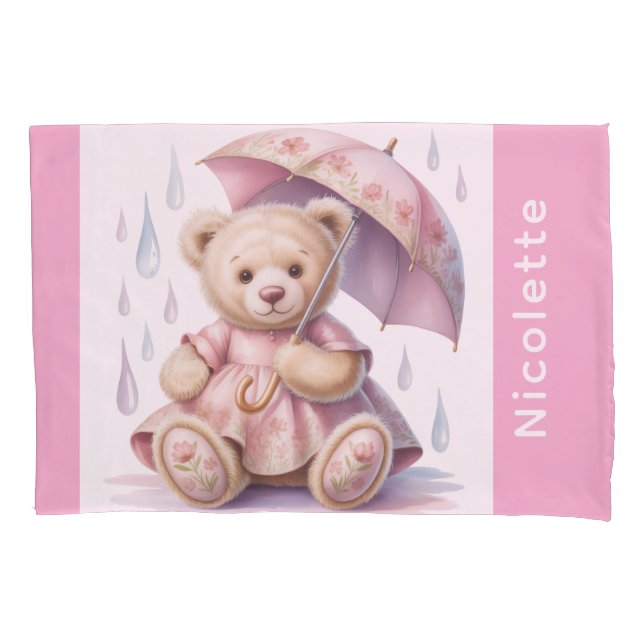 Sweet Teddy Bear Girl Baby Shower Gift Kissenbezug (Vorderseite)