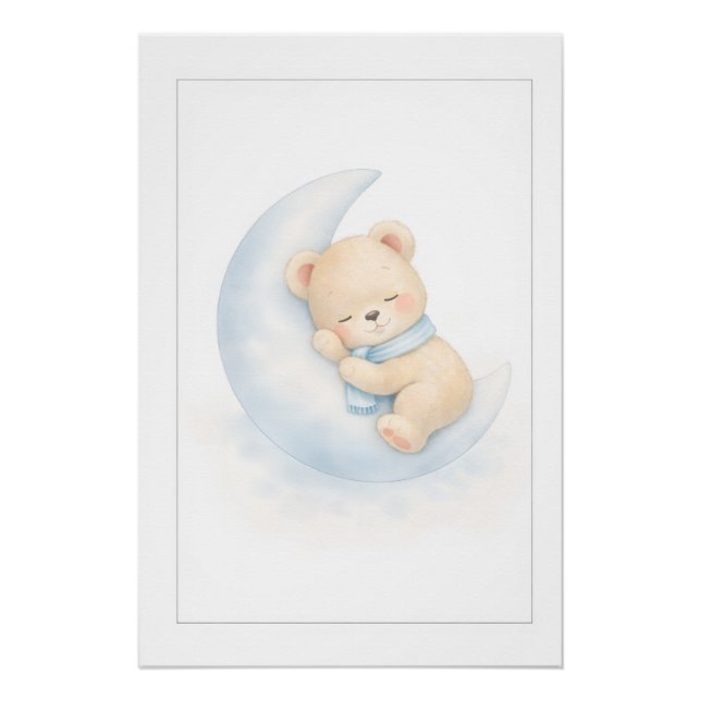 Sweet Teddy Bear Illustration – Premium Nursery Wa Poster (Vorderseite)