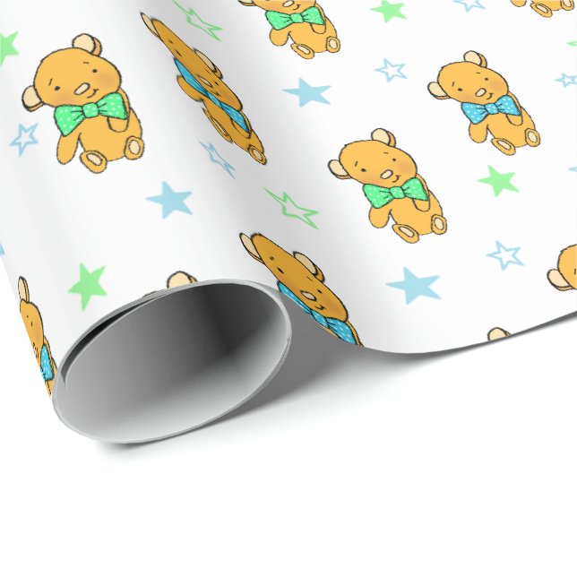 Sweet Teddy Bear Teddy Bear Baby Dusche Geschenkpapier (Rolleneckpunkt)
