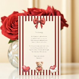 Sweet Teddy Bear Valentine Love Letter Poem card  Einladung