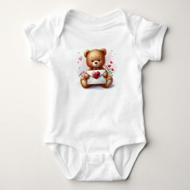Sweet Teddy Bear Valentinstag Baby Strampler (Vorderseite)