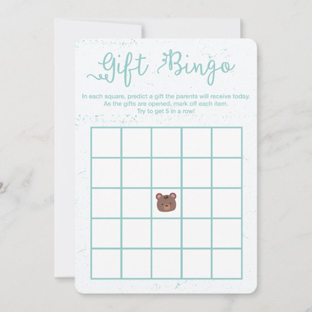 Sweet Teddy Blue Boy Baby Dusche Bingo Spiel Einladung (Vorderseite)
