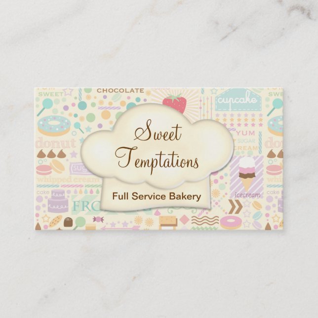 Sweet Temptations Bakery Boutique Visitenkarte (Vorderseite)