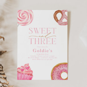 Sweet Three Birthday Party Einladungen
